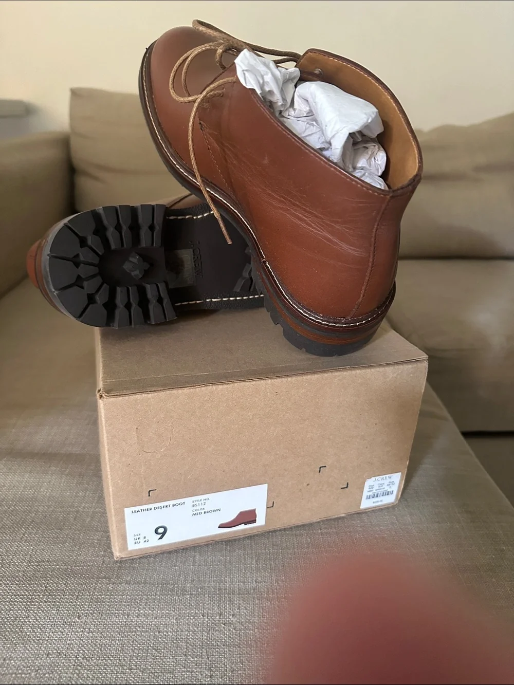 J. Crew Factory Men's Leather Boots in Chestnut Brown